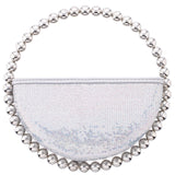 LOVEY Silver Sequin Circle Bag