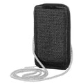 MINTY Black Crystal Encrusted Crossbody Cellphone Bag