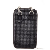 MINTY Black Crystal Encrusted Crossbody Cellphone Bag