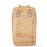 MINTY Gold Crystal Encrusted Crossbody Cellphone Bag