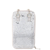 MINTY Silver Crystal Encrusted Crossbody Cellphone Bag