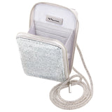 MINTY Silver Crystal Encrusted Crossbody Cellphone Bag