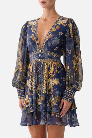 BUTTON FRONT FRILL DRESS