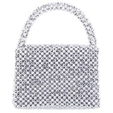 OPIE Silver Beaded Satchel With Inner Satin Pouch