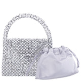 OPIE Silver Beaded Satchel With Inner Satin Pouch