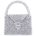 OPIE Silver Beaded Satchel With Inner Satin Pouch