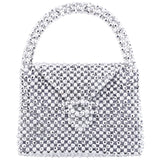 OPIE Silver Beaded Satchel With Inner Satin Pouch
