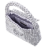 OPIE Silver Beaded Satchel With Inner Satin Pouch