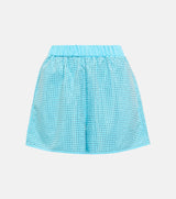 Blue Rhinestone Taffeta Shorts