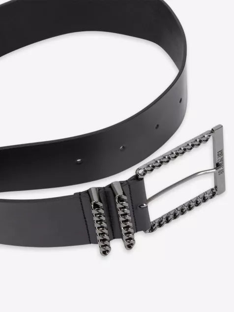 Leather Belt With Chain Buckle
