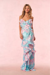 Pastel Ruffle Maxi Dress