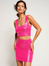 Sequin Mini Skirt - pink