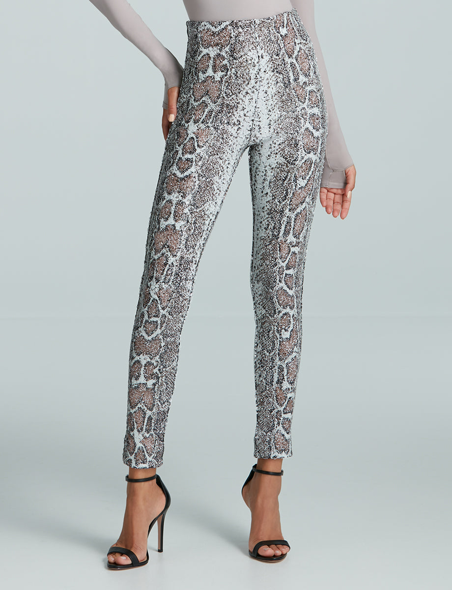Sequin Animal Legging - Copper Snake