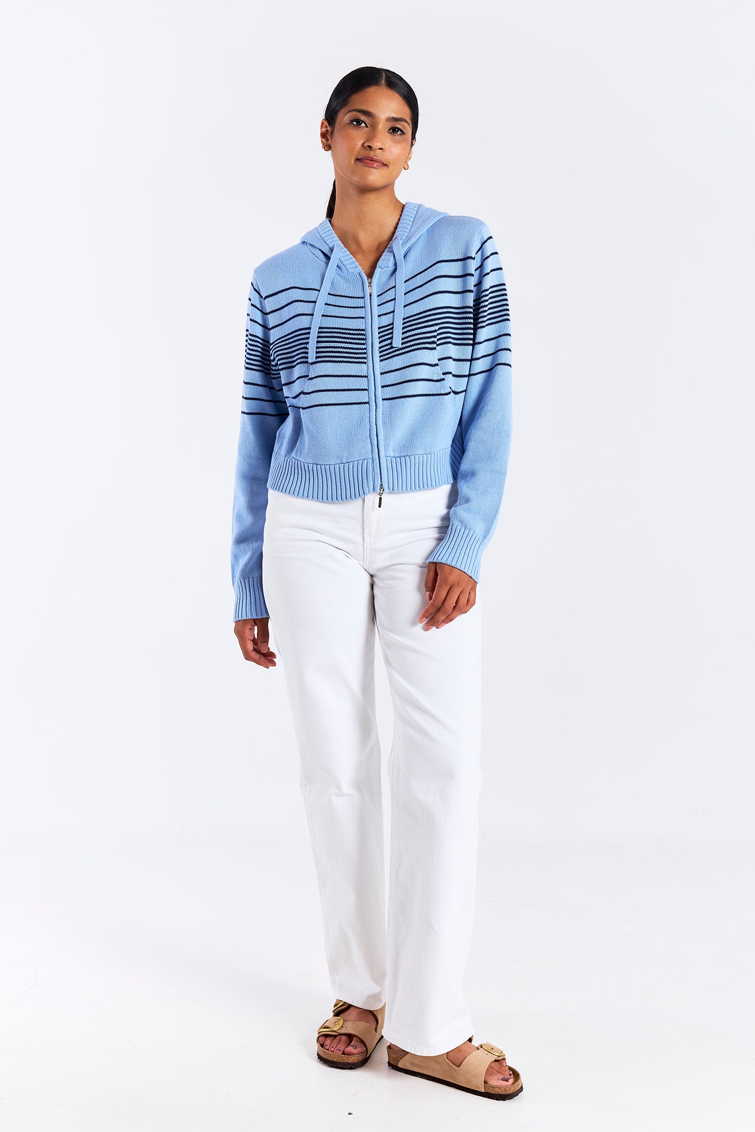 BEACH STRIPE CROPPED HOODIE