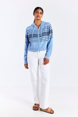 BEACH STRIPE CROPPED HOODIE