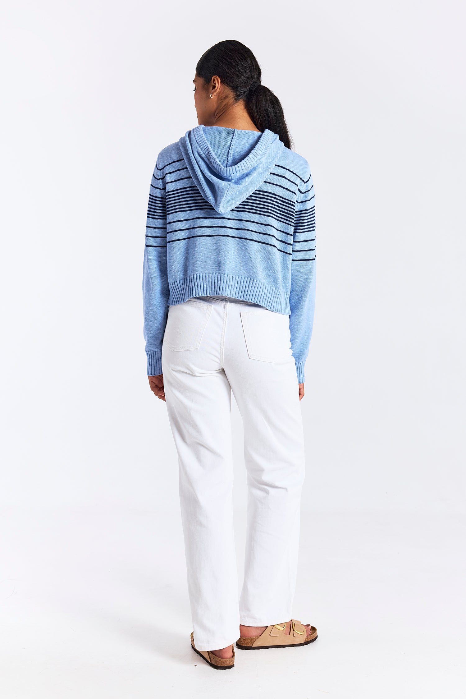 BEACH STRIPE CROPPED HOODIE