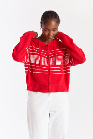 BEACH STRIPE CROPPED HOODIE