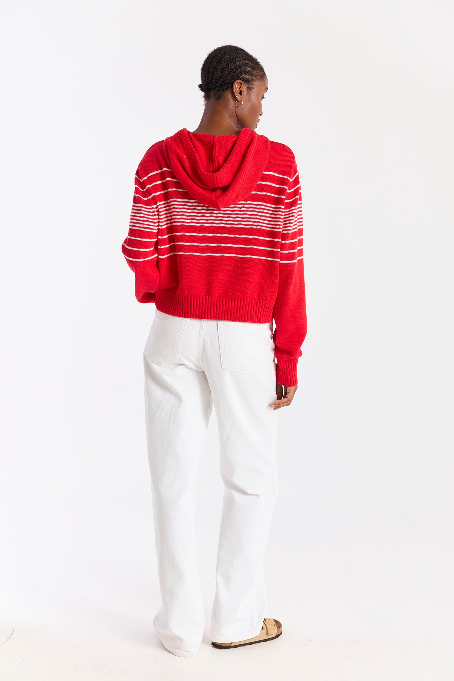 BEACH STRIPE CROPPED HOODIE