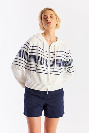 BEACH STRIPE CROPPED HOODIE