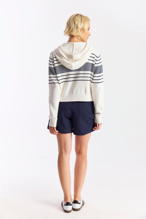 BEACH STRIPE CROPPED HOODIE