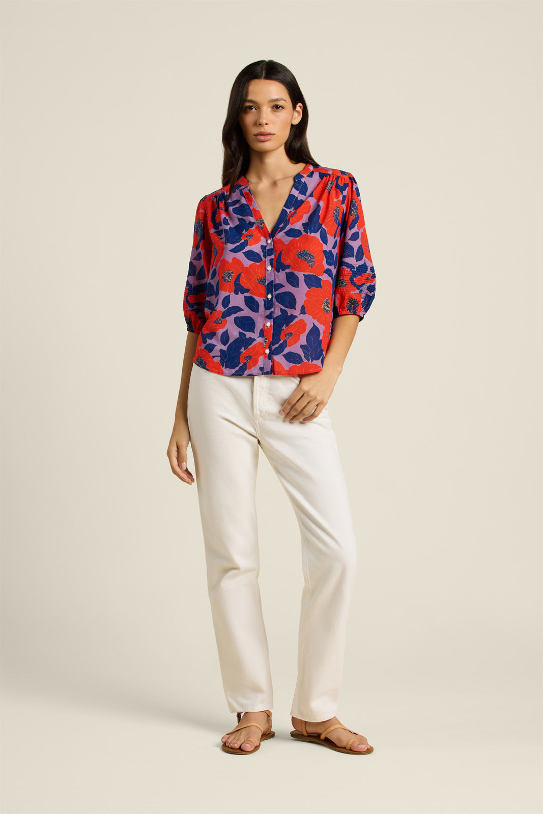 Loren Blouse Poinciana Floral