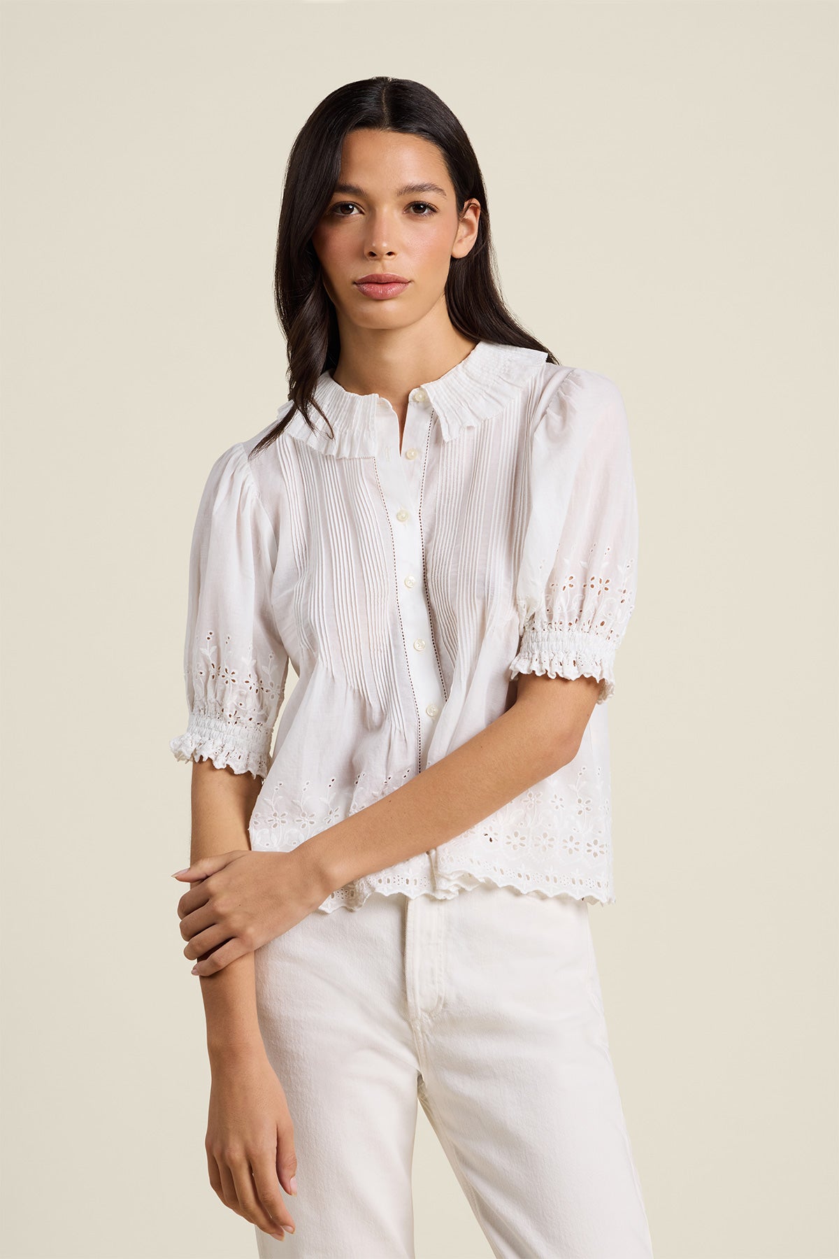 Jess Blouse  White Eyelet