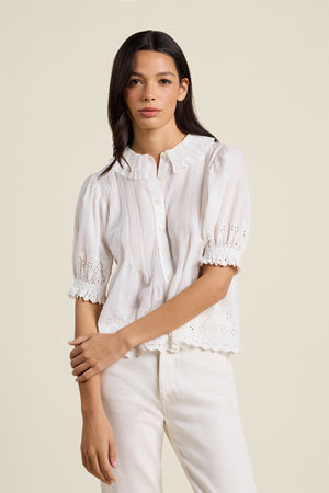Jess Blouse  White Eyelet