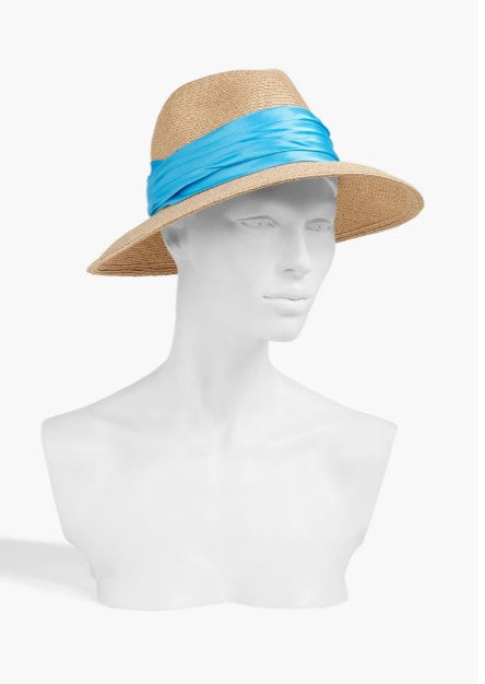 Courtney Satin-Trimmed Woven Sunhat