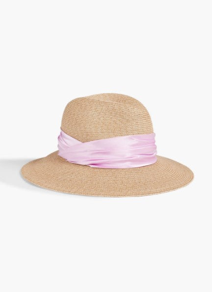 Courtney Satin-Trimmed Woven Sunhat