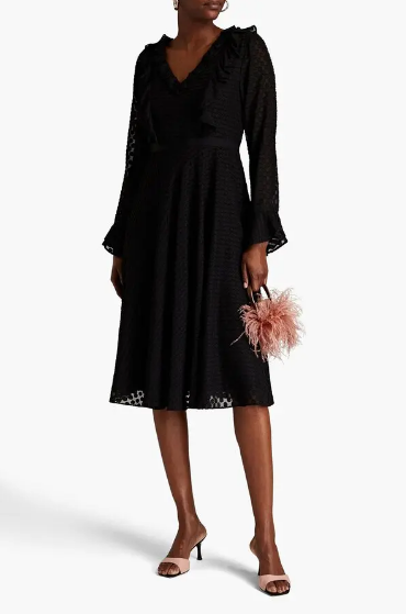 Ruffled Fil Coupe Chiffon Dress