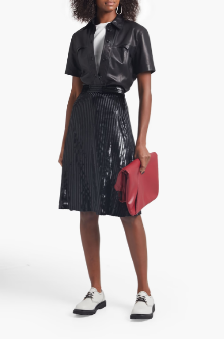 Jojo Metallic Striped Velvet Skirt