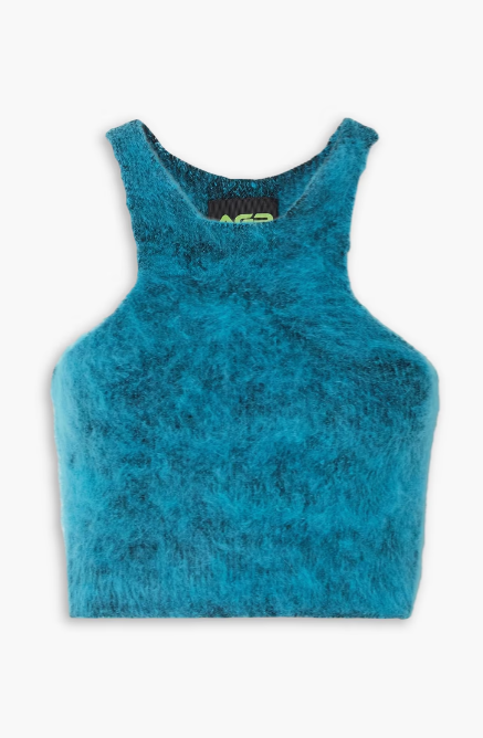 Cropped Brushed Stretch-Knit Top