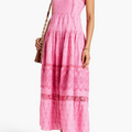 Camisha Gathered Polka-Dot Broderie Anglaise Cotton Maxi Dress