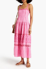 Camisha Gathered Polka-Dot Broderie Anglaise Cotton Maxi Dress