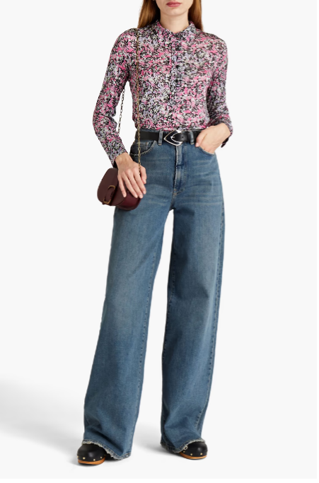 Floral-Print Jersey Polo Shirt