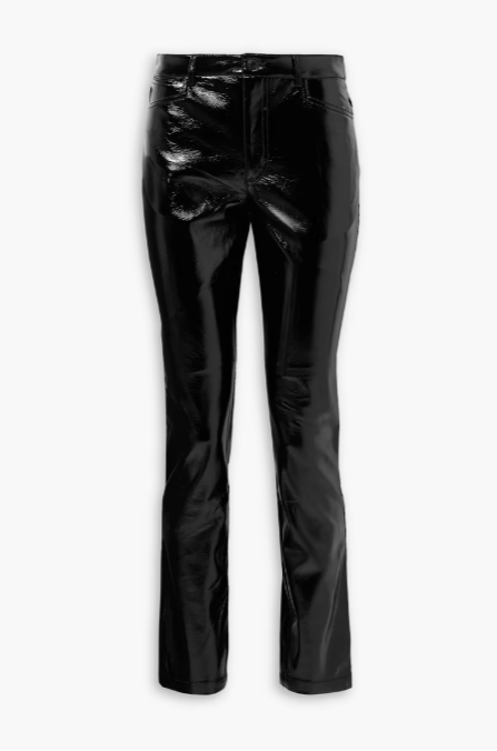 Crinkled Faux Patent-Leather Straight-Leg Pants
