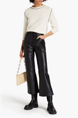 Leather Kick-Flare Pants