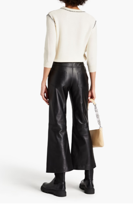 Leather Kick-Flare Pants
