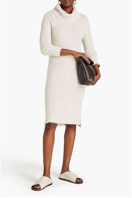 Brushed Alpaca-Blend Turtleneck Dress