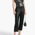 Cropped Leather Wide-Leg Pants