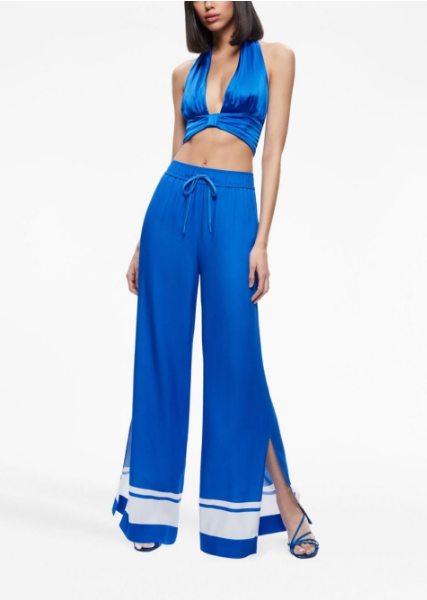 Savetta High-Waisted Wide Leg Side Slit Pant