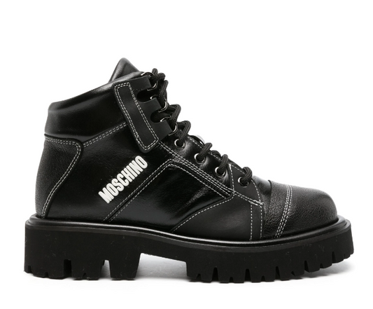 50mm Logo-Print Leather Boots