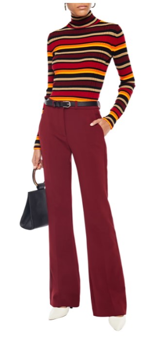 Striped Ribbed Wool-blend Turtleneck Sweater