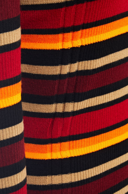Striped Ribbed Wool-blend Turtleneck Sweater