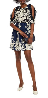 Cold-Shoulder Poplin Dress