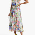 Gathered Floral-print Chiffon Midi Dress
