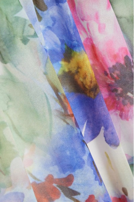 Gathered Floral-print Chiffon Midi Dress