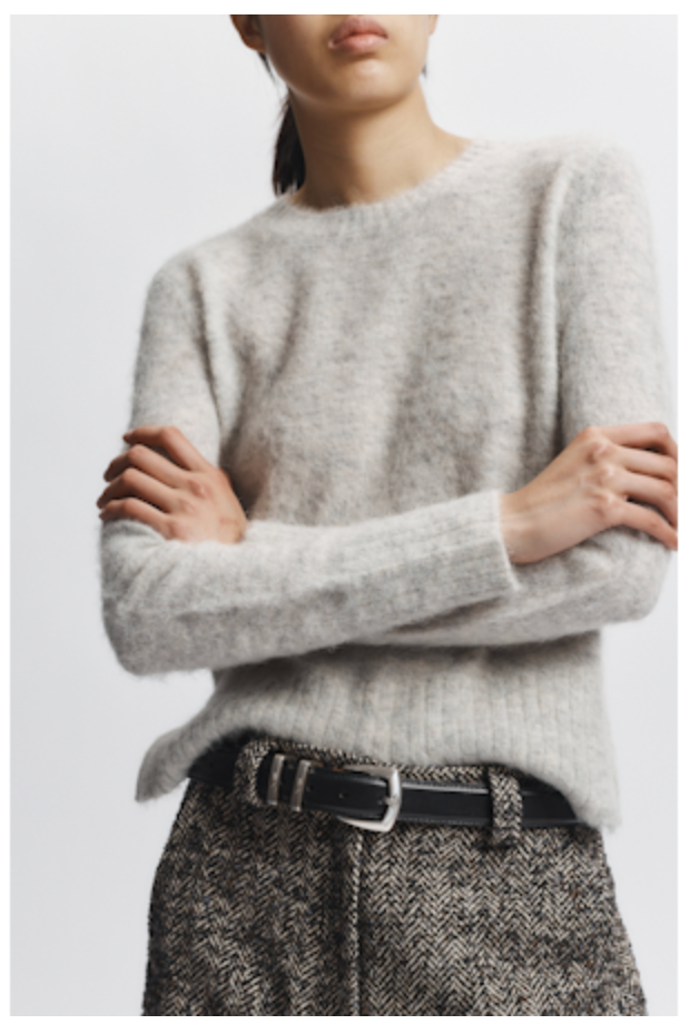 Crewneck Fur Sweater Grey