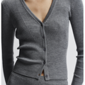 Rib Cardigan Sweater Grey