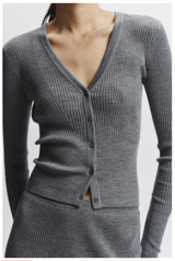 Rib Cardigan Sweater Grey